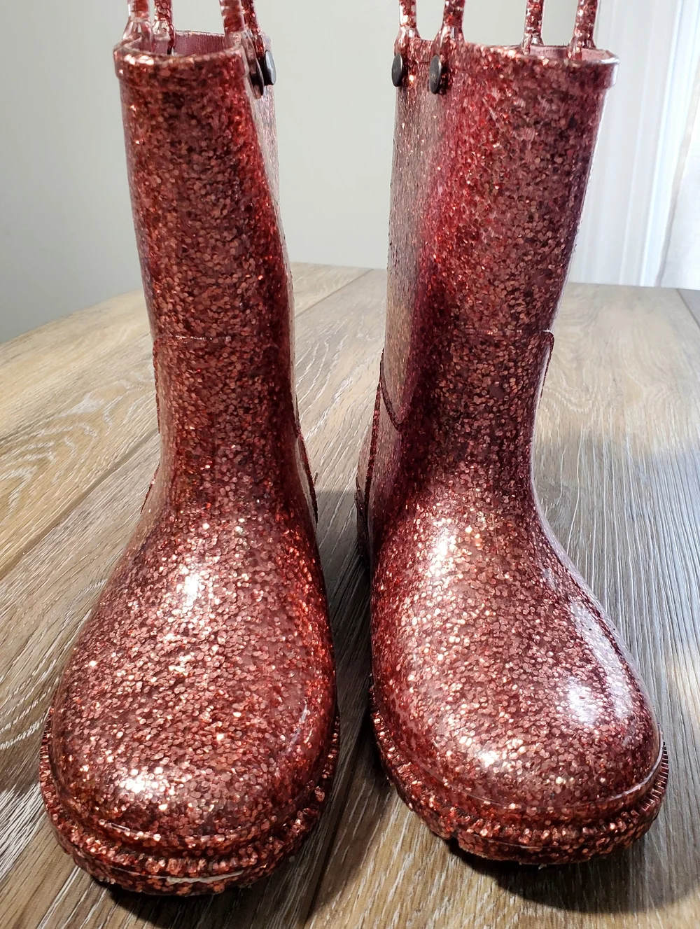 Western Chief Glittery Pink Rose gold Kids Rain Boots Size 13